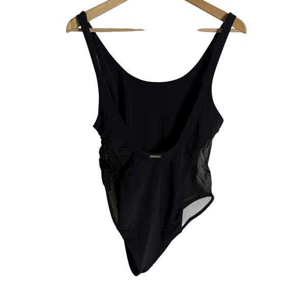Mara Hoffman Mesh-Side Low Back Scoop Neck Black One Piece Swimsuit Size Large - Picture 7 of 9